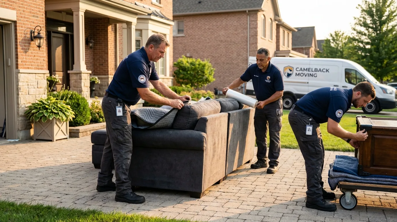 Large estate moving crew wrapping furniture in Bayamon, PR